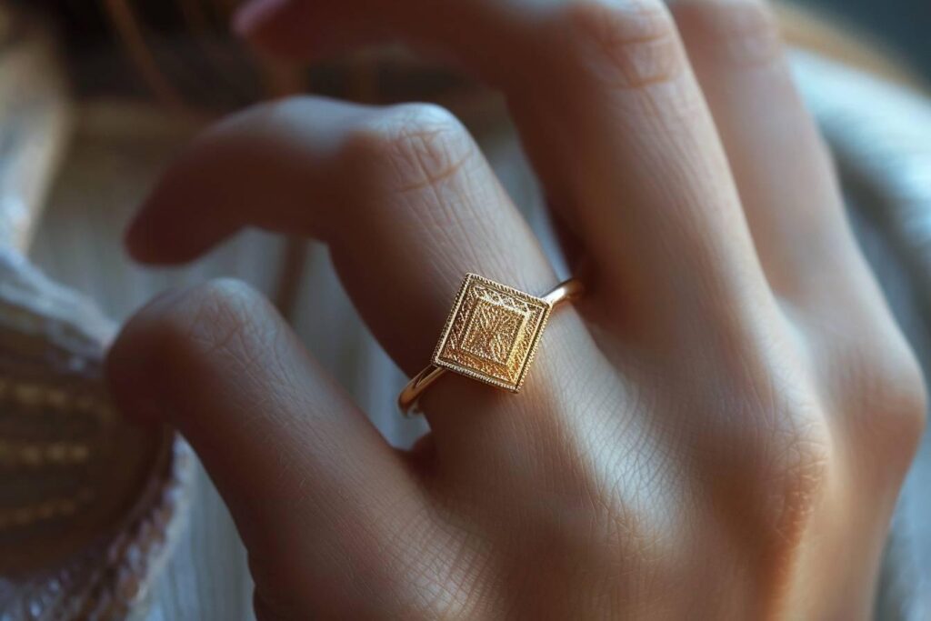 Bague carrée : alliance élégante en or, platine ou argent pour femme - modèles variés à petit prix