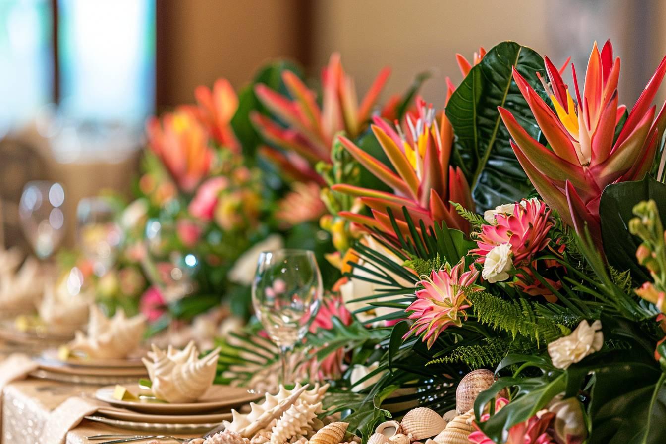 Idées de décoration créole pour une réception de mariage exotique : table et ambiance antillaise