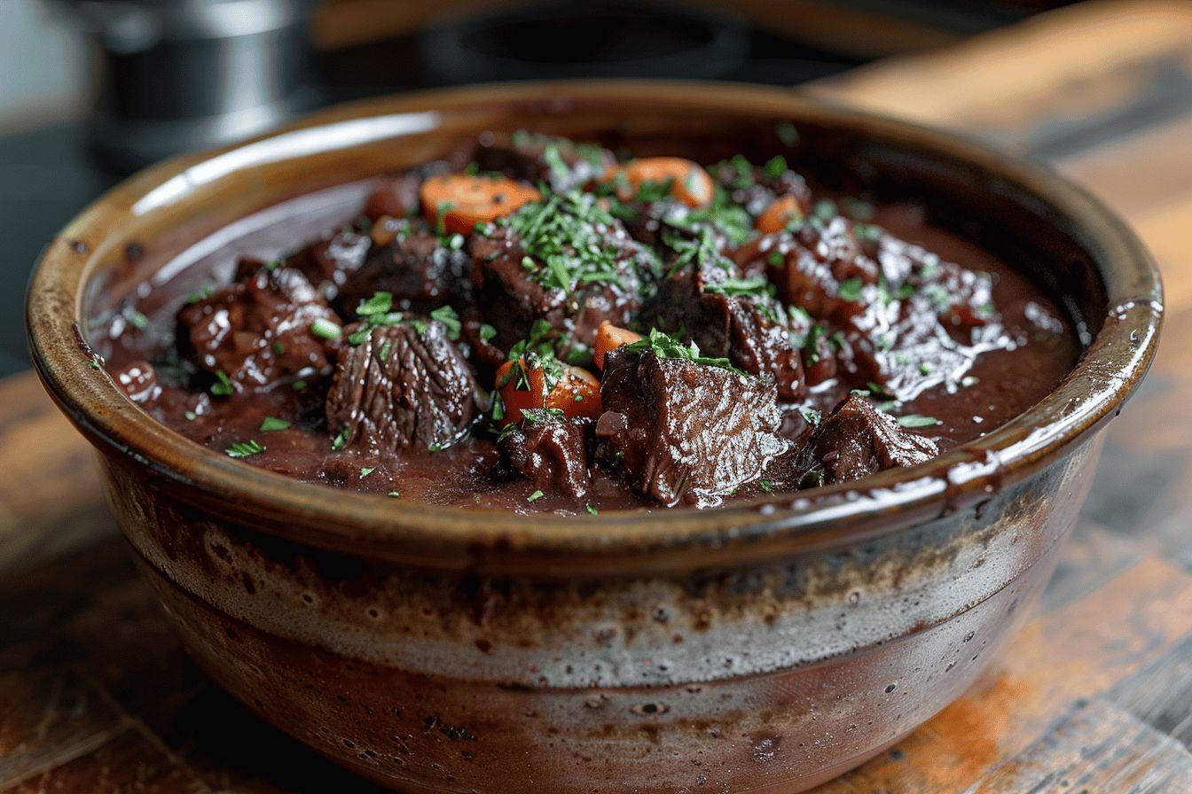 La recette traditionnelle du bœuf bourguignon de grand-mère : un plat familial facile à préparer