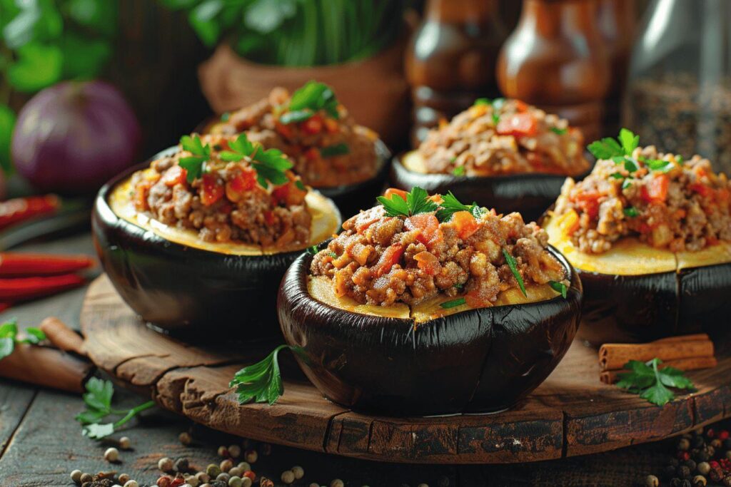 Recette libanaise d'aubergines farcies à la viande hachée : moussaka orientale savoureuse