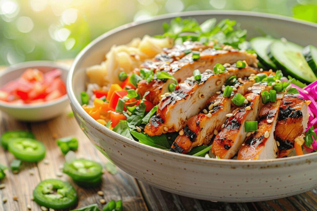 Recette facile et rapide de poke bowl au poulet : un plat sain et délicieux à faire chez soi